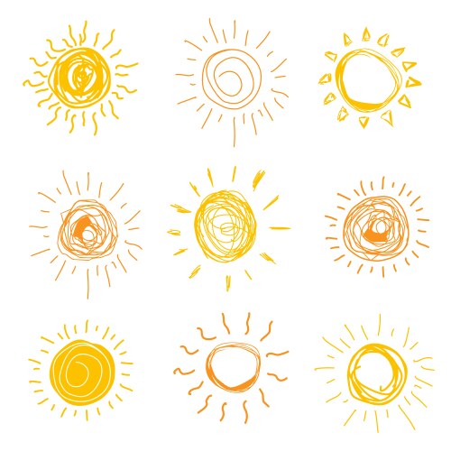 Hand drawn sun seamless pattern Royalty Free Vector Image