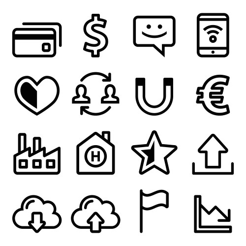 Web page menu navigation line icons set - shopping vector image