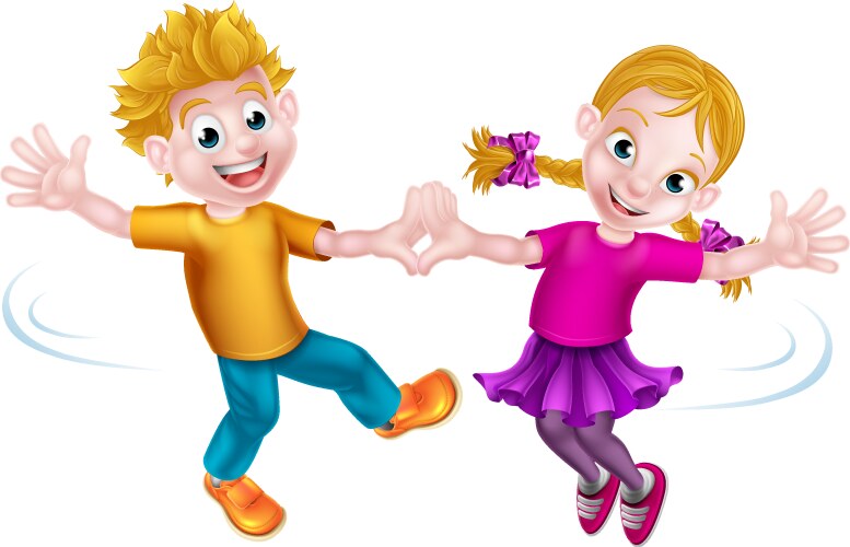 Cartoon children dancing vector image