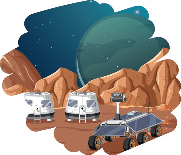 Outer space scene with astonaut and alien Vector Image