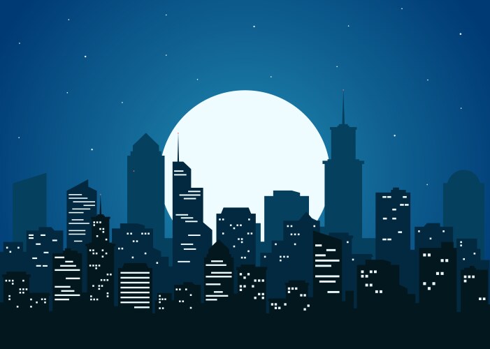 Modern city night scene Royalty Free Vector Image