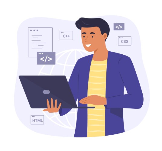 Programmer process coding for software development vector image