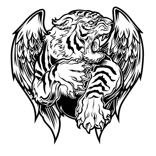 Tiger Head with Wings Logo Vector Image