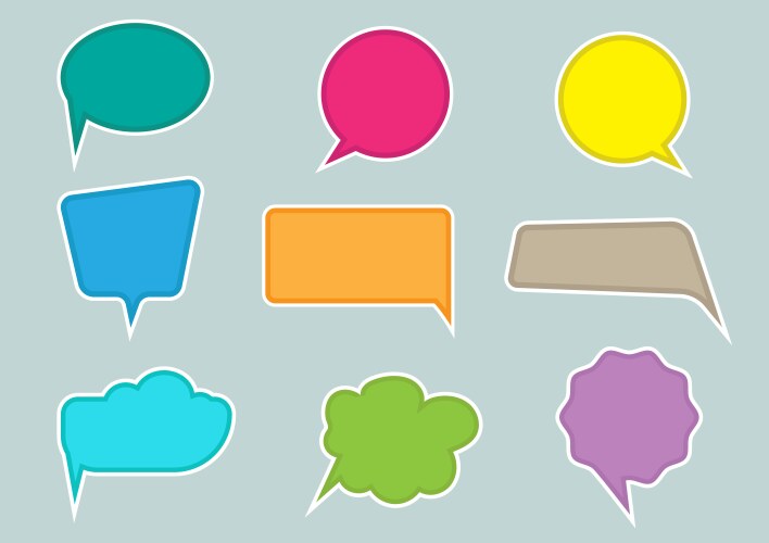 Flat design speech bubble set with multiple color vector image