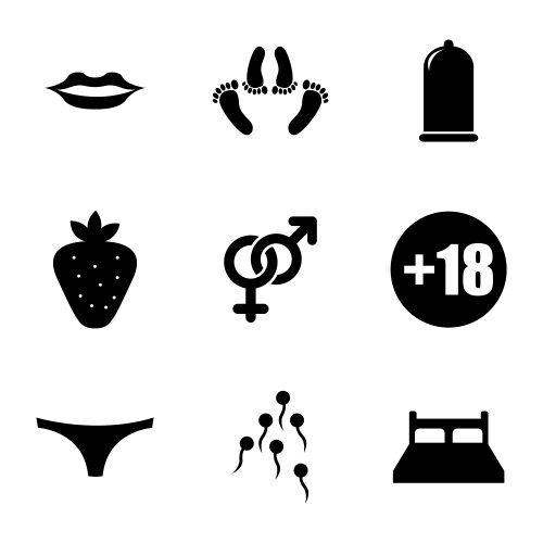 black sex icons set vector image