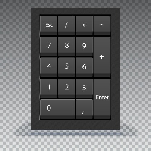 Numeric keypad close up view calculator numpad vector image