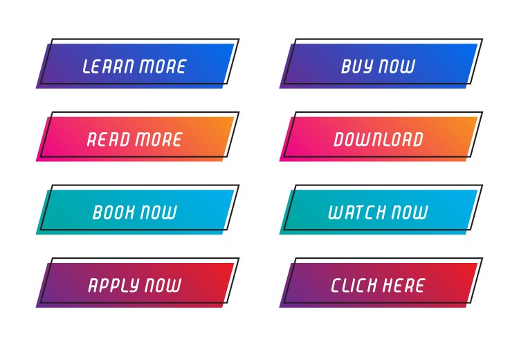 Set of buttons with frame for website vector image