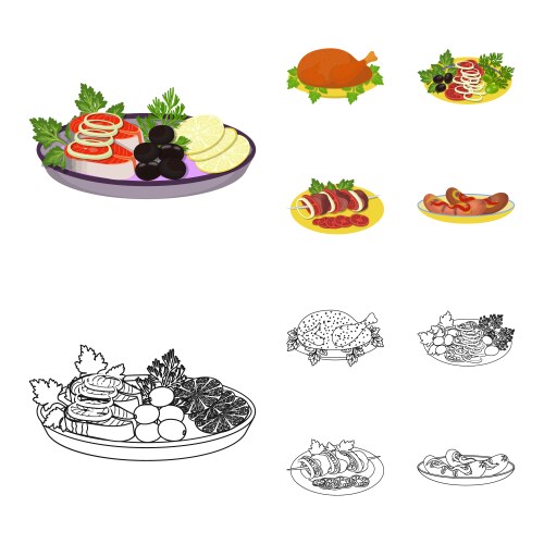 Fried chicken vegetable salad shish kebab Vector Image