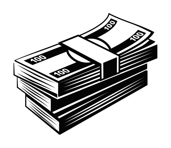 Stack of Black Money Vector Image