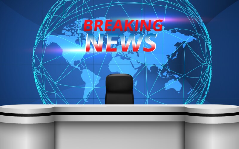 Breaking news banner live tv studio headline Vector Image