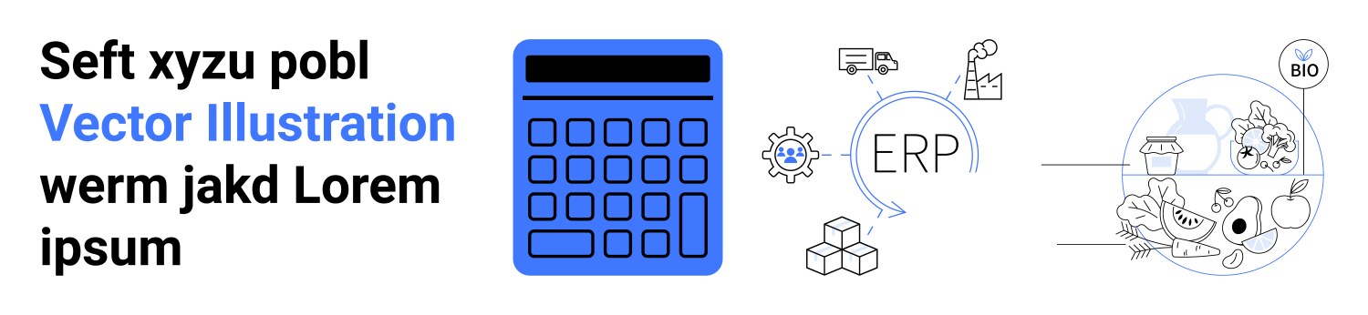 Calculator with erp system integration and process vector image