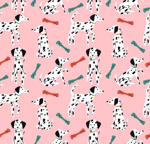 Dalmatian dog and toys cute puppy play vector image