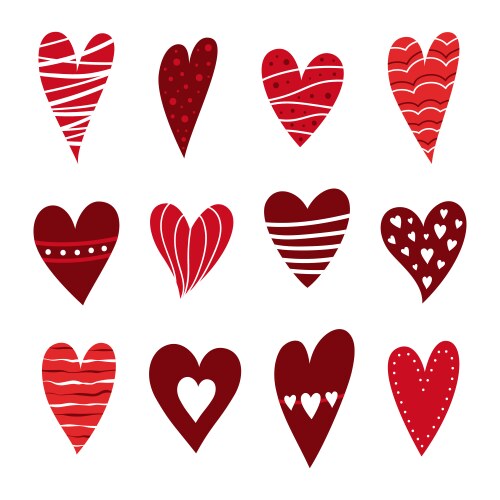 Three of hearts Royalty Free Vector Image - VectorStock