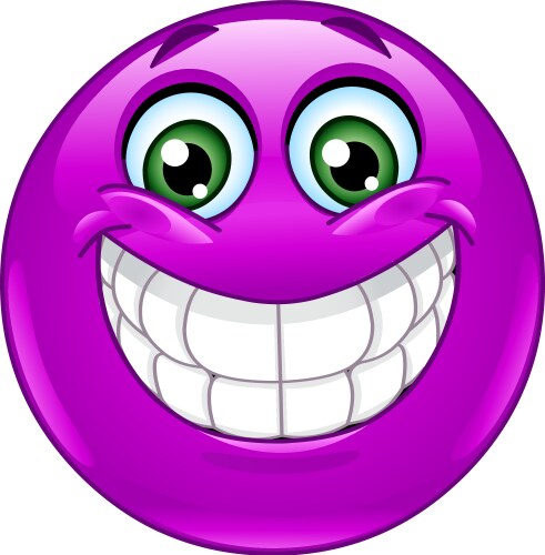 purple big smile emoticon vector