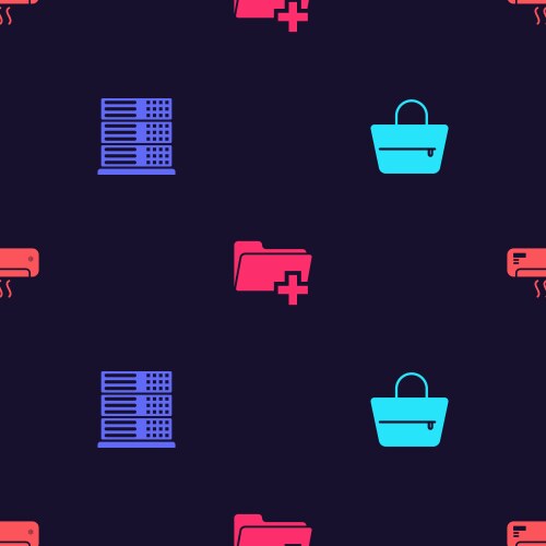 Set handbag server data web hosting add new vector image