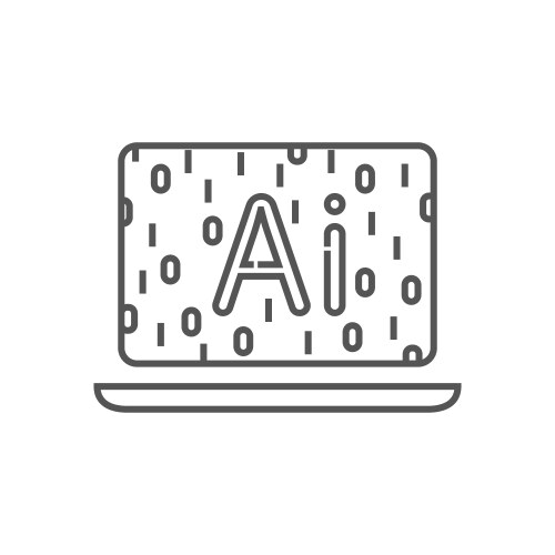 Laptop with binary code ai conceptsoftware vector image
