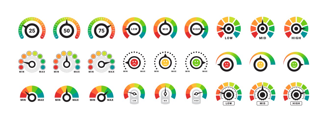 risk gauge scale set performance indicator vector image