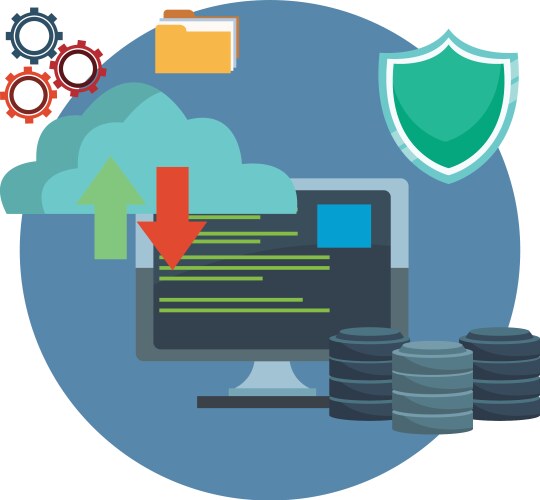 Cloud computing and database icons vector image