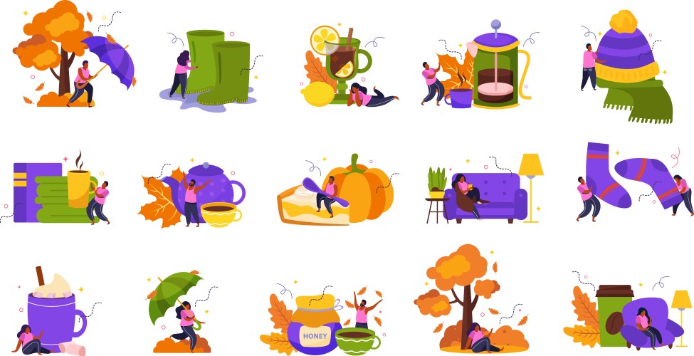 cozy fall recolor set vector image