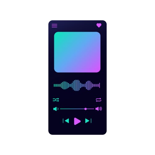 Dark music player ui with gradient controls vector image