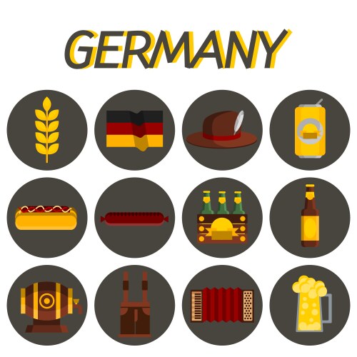 Germany flag icons set german symbol Royalty Free Vector