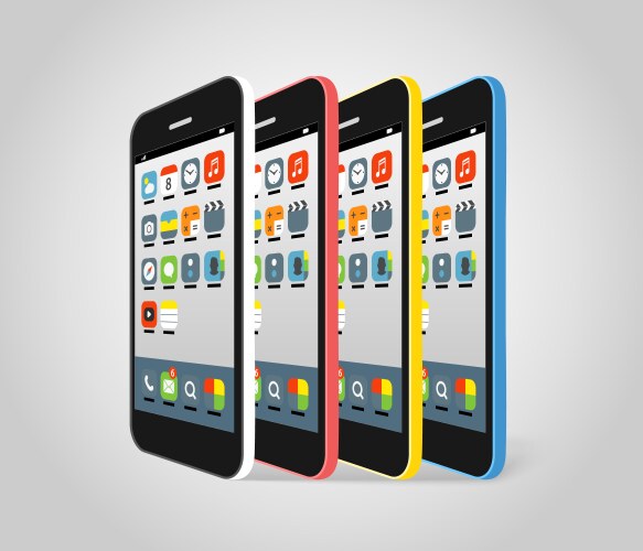 modern smartphone different colors vector image