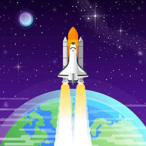 Space shuttle in orbit Royalty Free Vector Image