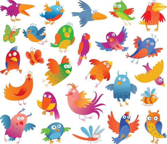 Colorful Bird Set Vector Image