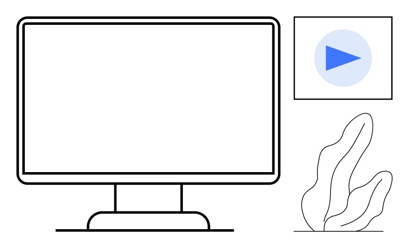 Minimalistic computer monitor with play button vector image