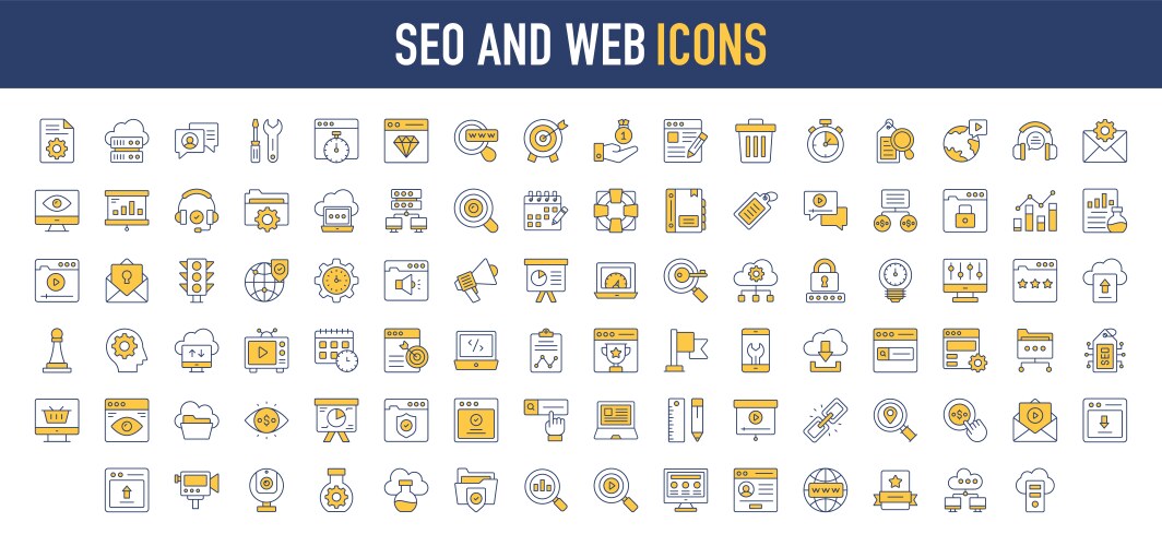 Seo and web icon set search engine optimization vector image