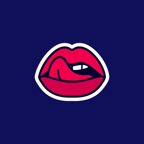 Licking sexy lips mouth with tongue and teeth vector image