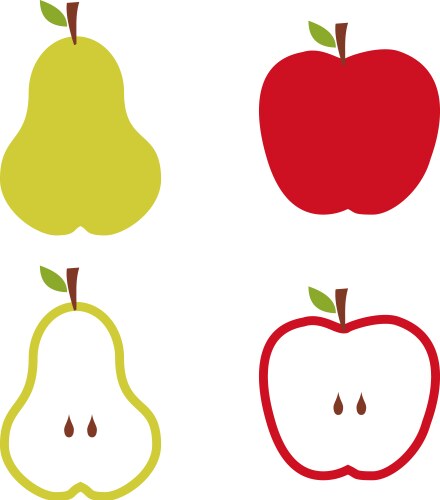 Yellow and green pear slice pears Royalty Free Vector Image