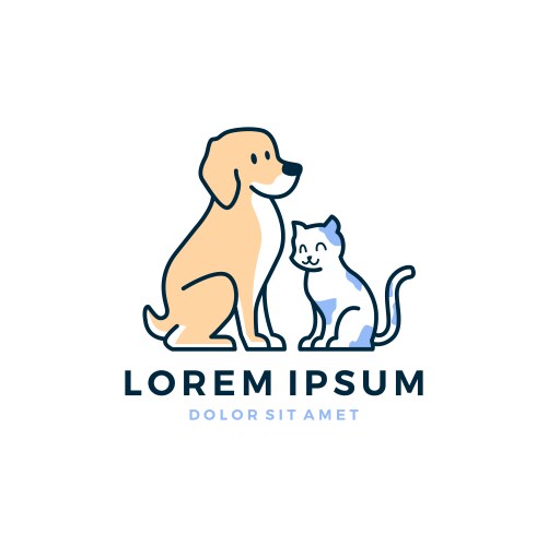 Cute Dog and Cat Sitting Logo Vector Image