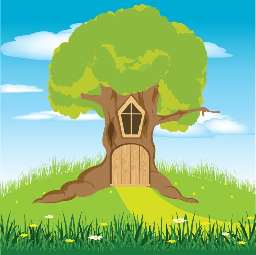 Isolated tree house with hollow Royalty Free Vector Image