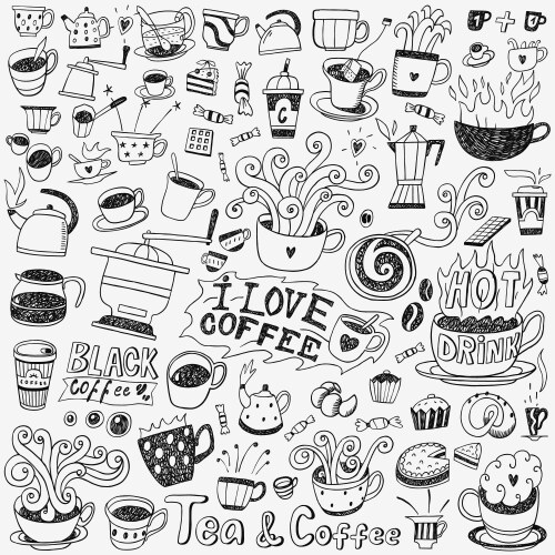 Coffee Doodles Sketch Set Vector Image