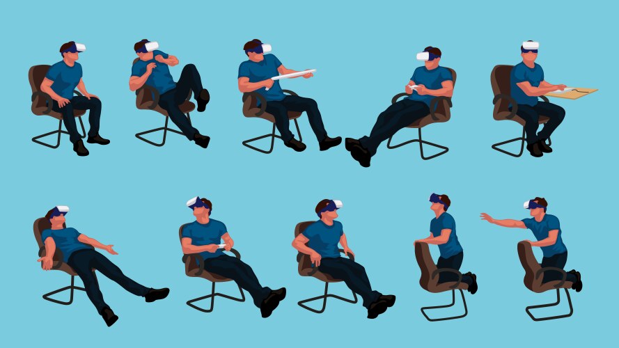 Man set different poses Royalty Free Vector Image