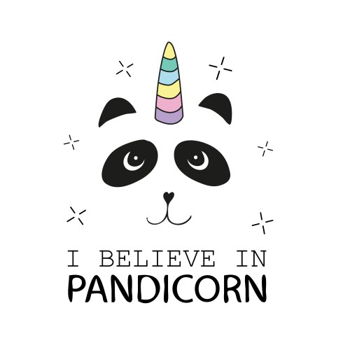 Adorable Capicorn Panda with Rainbow Mane Vector Image