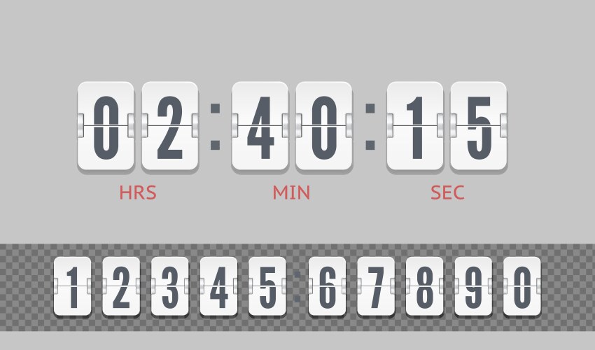 Analog airport board countdown timer hour vector image