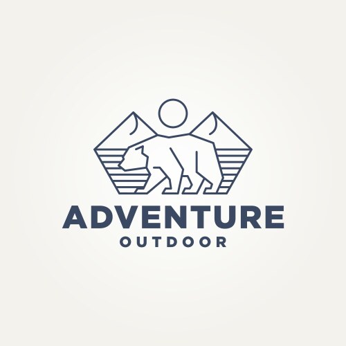 Wild bear with a mountain outdoor adventure logo Vector Image