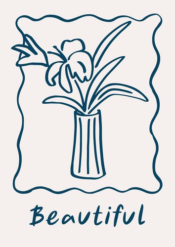 Flower vase doodle scribble card design floral Vector Image