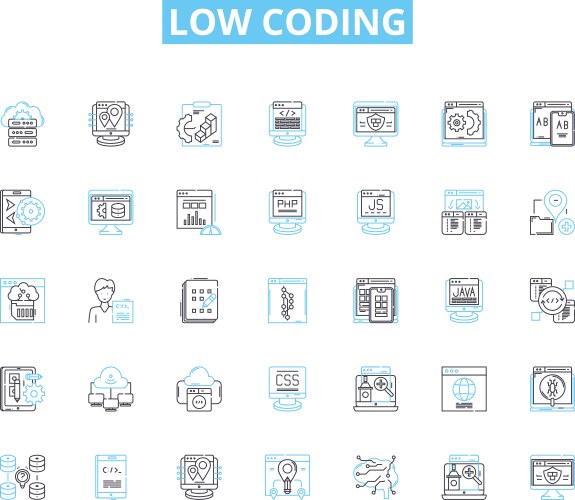 Low coding linear icons set simplify efficiency vector image