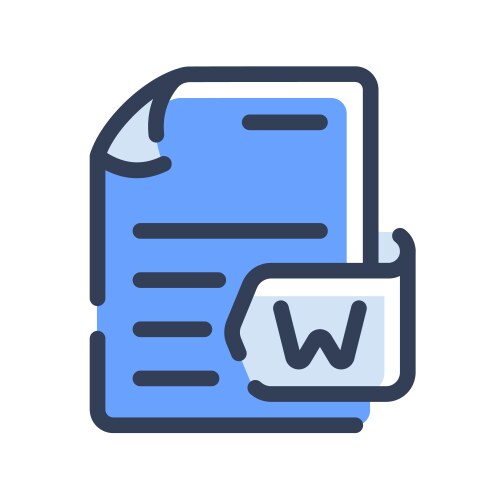 Word document file paper docs format single vector image