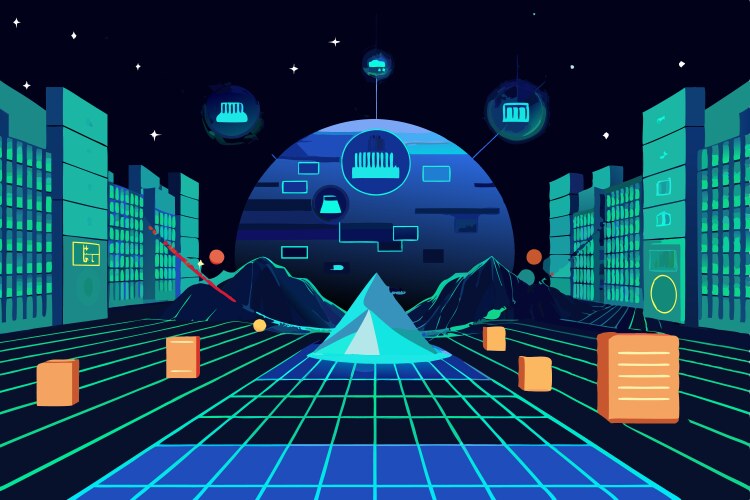 Digital matrix visualization with binary code vector image