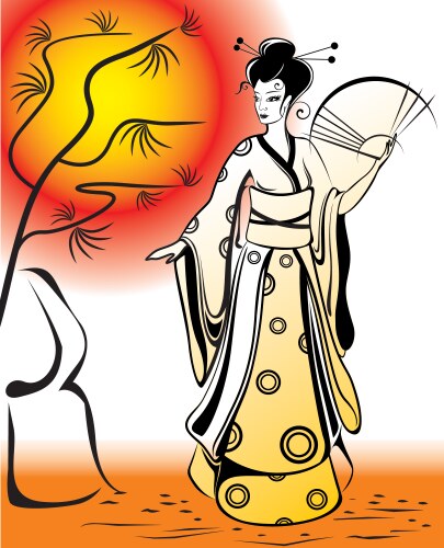 Pretty geisha vector image