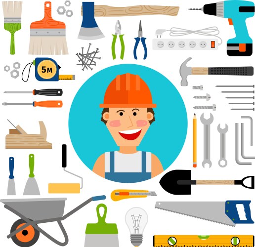 Construction Worker with Tools vector image