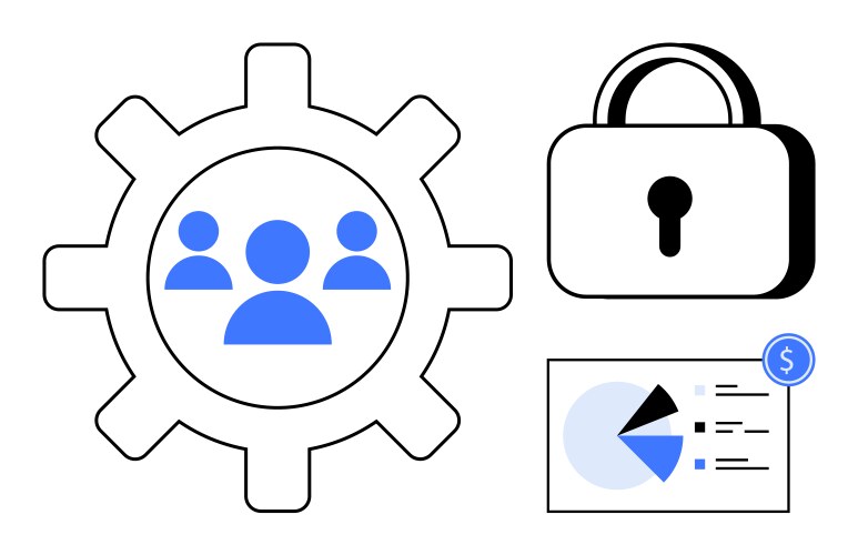 Teamwork and security integration with data-driven vector image