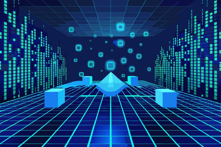 High tech digital matrix with glowing binary code vector image