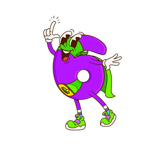 Cartoon groovy math number three comic superhero Vector Image