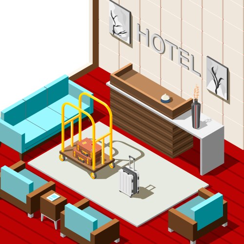 Hotel service isometric flowchart Royalty Free Vector Image