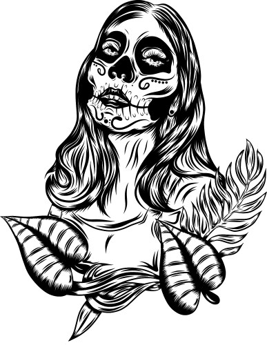 A day dead girl face art with vintage Vector Image